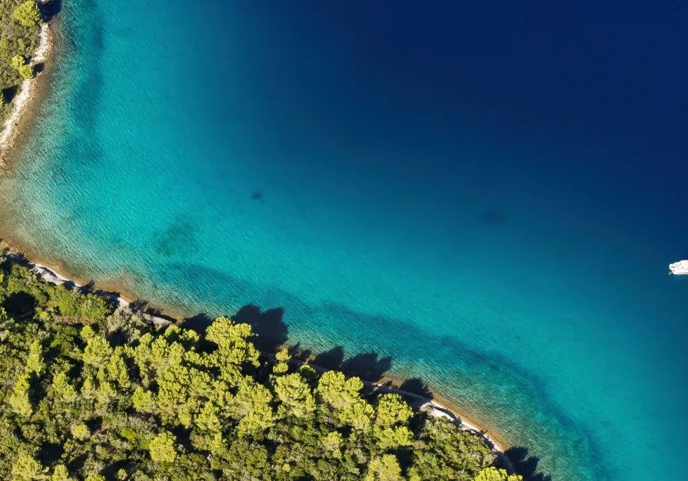 Limestone shore from the air